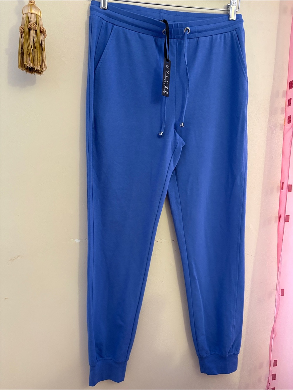 Women's Royal Blue Jogger Pants with Drawstring. Bamboo. Cotton